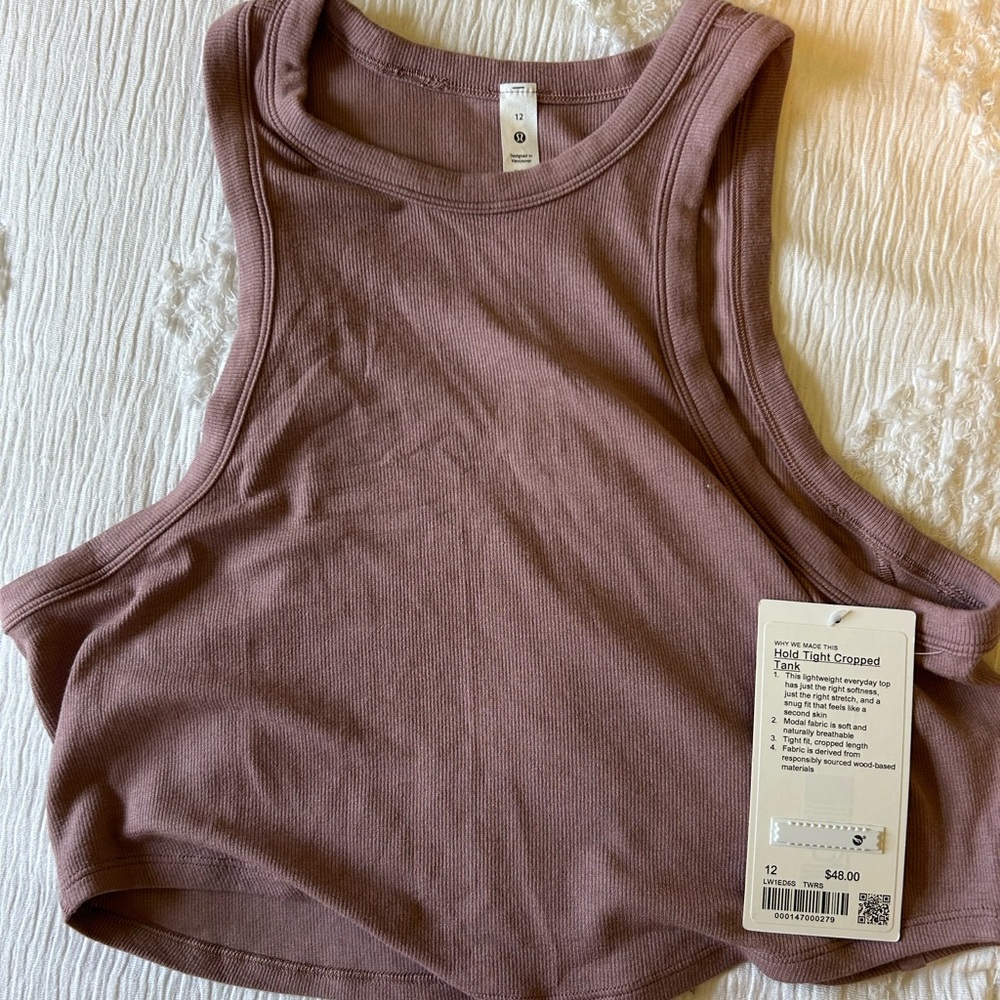 Lululemon Hold Tight Cropped Tank Top “ twilight rose”